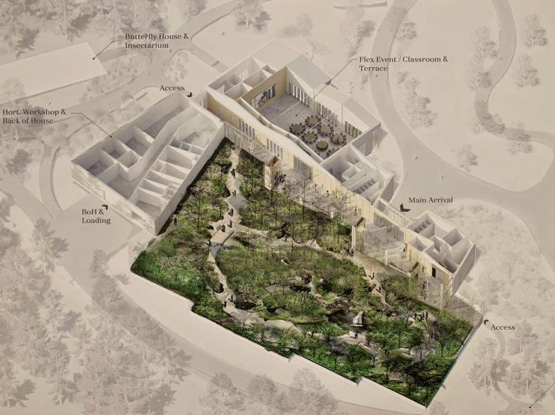 CMBG's shares design concepts for a new glasshouse during a public forum March 11. 