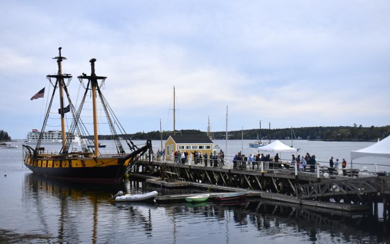 Members of the Boothbay Region Historical Society get an exclusive look at the U.S Brig Niagara May 21. ISABELLE CURTIS/Boothbay Register