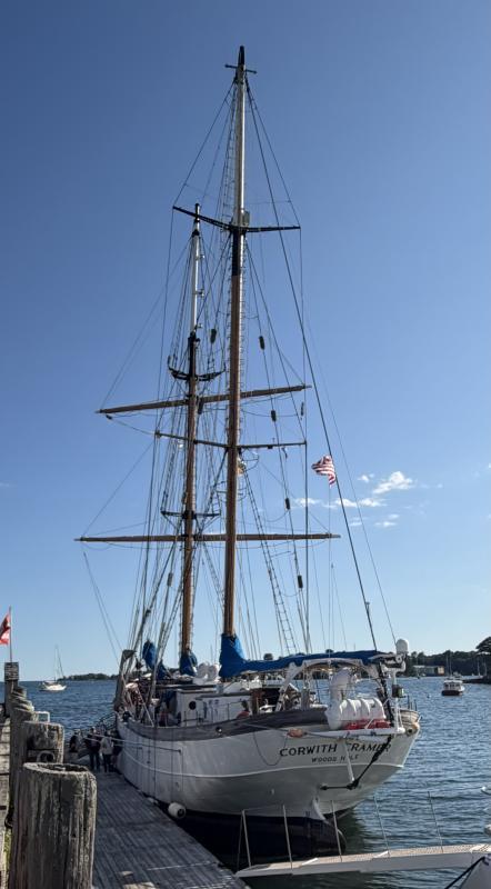Based in Woods Hole, Massachusetts, the SVV Corwith Cramer makes a pit stop in Boothbay Harbor Aug. 15 carrying 20 high schoolers participating in an immersive educational voyage.  ISABELLE CURTIS/Boothbay Register