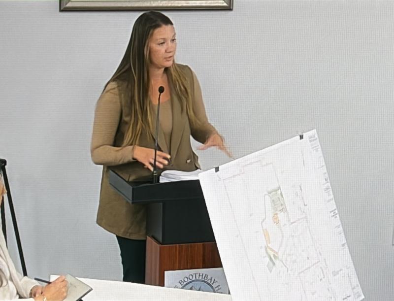 Kendra Marass explains the scope of the Boothbay Region Elementary School renovations to the planning board.  ISABELLE CURTIS/Boothbay Register 
