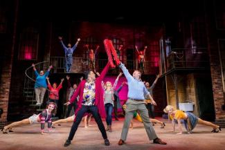 Stephane Duret (Lola) and Matt Farcher (Charlie) and cast of Kinky Boots Kinky Boots