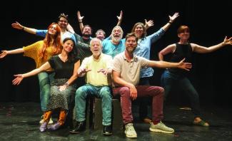 Tanglin' Hearts Cast. Front row: Mallory Adams, Skip Simonds, Soren Barker; Back row: Honora Boothby, Cameron Kinney, Niall Lessard, Stephen Wallace, Nick Azzaretti, Carole Florman, Katie Fearn. (Photo by George Bates)