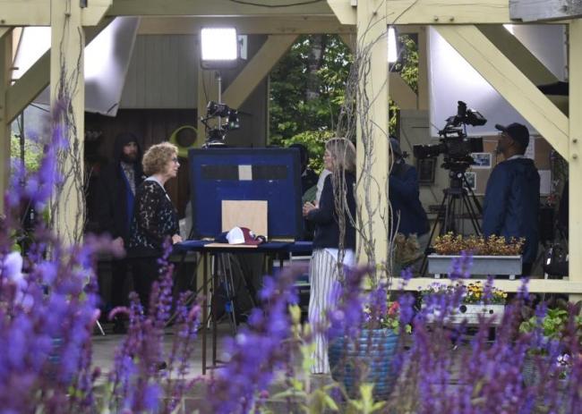 The Coastal Maine Botanical Gardens was transformed into a sprawling set for the filming of Antiques Roadshow June 18. FRITZ FREUDENBERGER/Boothbay Register