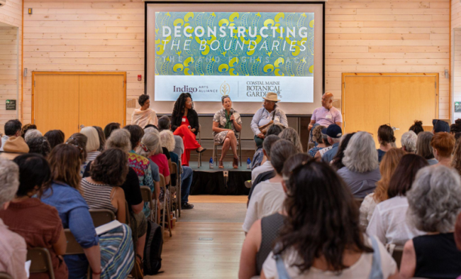 2024 Panel Conversation for Deconstructing The Boundaries: The Land Fights Back. Image by Melissa Keyser, courtesy of Coastal Maine Botanical Gardens