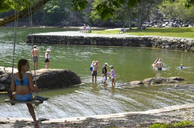 Barrett's Park was abuzz on July 2 as visitors took advantage of the greenery for lawn games and waded in the Atlantic.  ISABELLE CURTIS/Boothbay Register