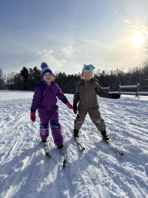 Students at the Center for Teaching and Learning on their cross country skis. Courtesy of CTL