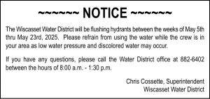 Wiscasset Water District Hydrant Flushing 