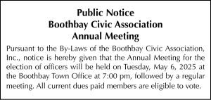  Boothbay Civic Association Annual Meeting