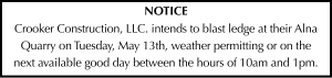 Crooker Construction Alna Blasting May 13