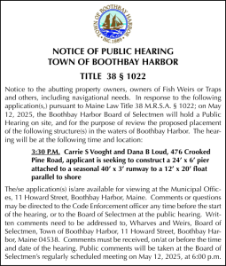Town of Boothbay Harbor Fish Weirs or Traps  5-12-25