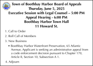 Town of Boothbay Harbor Board of Appeals Hearing 6-5-25