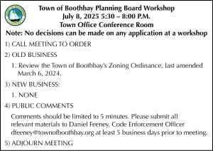 Town of Boothbay Planning Board Workshop 7-8-25