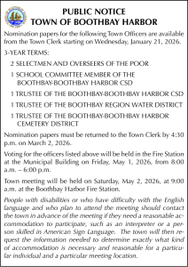 Town of Boothbay Harbor Nomination Papers - Town Officers