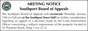 Town of Southport Board of Appeals Meeting Jan 15th