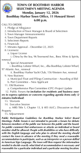 SELECTMEN’S MEETING AGENDA 
