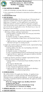 Town of Boothbay Planning Board Agenda 1-21-26