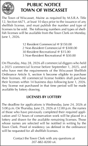 Town of Wiscasset Shellfish Licenses 