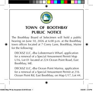 Town of Boothbay Special Amusement Permits