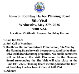 Town of Boothbay Harbor Planning Board Site Visit 5-27-26