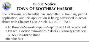 Town of Boothbay Harbor Building Permit 7-9-26