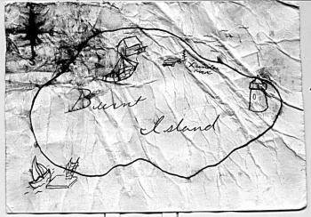 The map that led the Grogan children to buried treasure on Brunt Island
