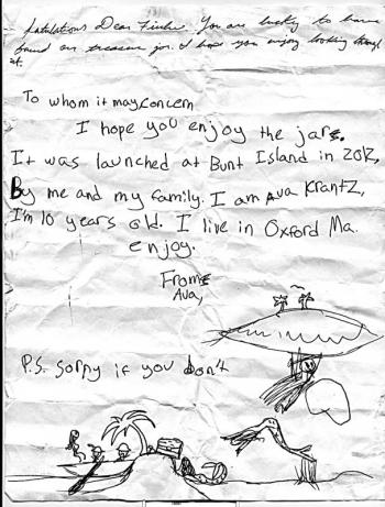 Ava's message in a bottle