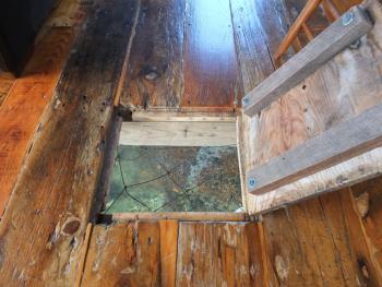 The door in the floor was used for bootlegging rum by the original owner. SUZI THAYER/Boothbay Register