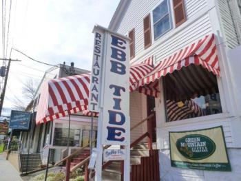 Ebb Tide Restaurant is at 43 Commercial St., across the street from Ed Brown's Wharfside Gallery. Below: Senior cook Tamara Peters, who has worked in the Ebb Tide kitchen for 33 years, and server Trish McGlauflin, who loves every dessert at Ebb Tide. KATRINA CLARK/Boothbay Register Ebb Tide Restaurant is at 43 Commercial St., across the street from Ed Brown's Wharfside Gallery. KATRINA CLARK/Boothbay Register