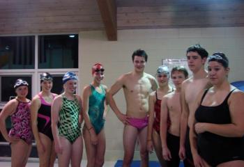 Wiscasset High School swim team members are, from left, Amanda Marcus, Alyssa Urquhart, Maeve Carlson, Julia West, Matt Mills, Sarah Hanley, Sam Storer, Kyle Viele, Jade Wood and, not pictured, Ryan Hanley. SUSAN JOHNS/Wiscasset Newspaper