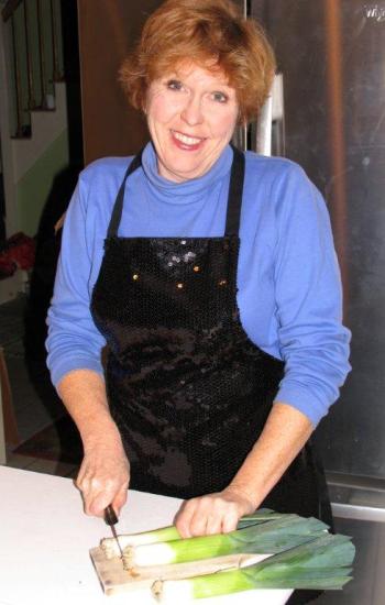 Debra Arter working in her new BarbaraAnn apron which she said is fabulous. Courtesy of Deb Arter