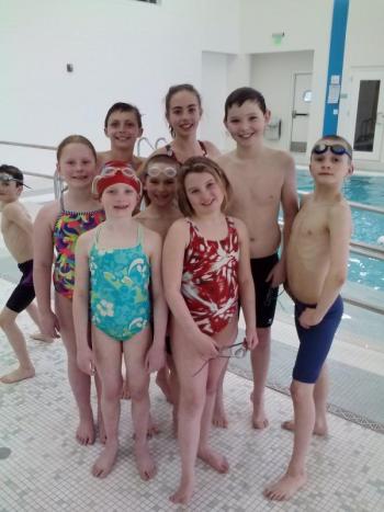 Dolphin Swimmers 9 & 10 year olds who attended the YMCA New England Championship Meet at Springfield College in Springfield, Mass., this past weekend. Pictured from left to right, back to front: Zoe Eason, Chris Hamblett, Ella Yentsch, Ben Pearce, Rowan Kristan, Callan Eason, Jaimie Labrecque, and Maren Whitney. Courtesy of YMCA Dolphin Swimmers 9 & 10 year olds who attended the YMCA New England Championship Meet at Springfield College in Springfield, Mass., this past weekend. Pictured from left to right, back to front: Zoe Eason, Chris Hamblett, Ella Yentsch, Ben Pearce, Rowan Kristan, Callan Eason, Jaimie Labrecque, and Maren Whitney. Courtesy of YMCA