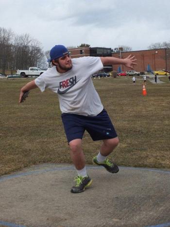 Linc Simmons, a senior captain, begins his final year of throwing the discus. RYAN LEIGHTON/Boothbay Register Linc Simmons, a senior captain, begins his final year of throwing the discus. RYAN LEIGHTON/Boothbay Register