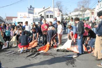 Suiting up for the Codfish Relay. KEVIN BURNHAM/Boothbay Register