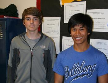 Robert Campbell (left) and Jude Alamo will be attending the American Legion's Boys State at Thomas College in June. KEVIN BURNHAM/Boothbay Register