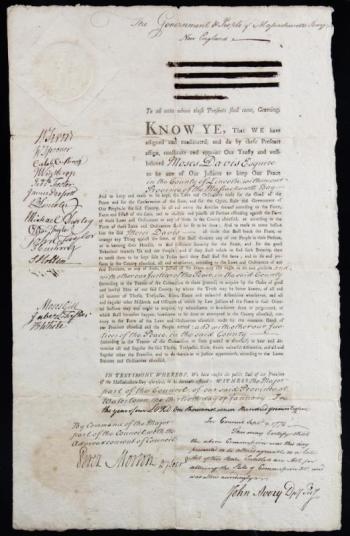 These documents appointing Edgecomb's Moses Davis a justice of the peace in Lincoln County in 1775 and 1781 will be up for auction June 1 and 2 in Thomaston. Courtesy of Thomaston Place Auction Galleries. These documents appointing Edgecomb's Moses Davis a justice of the peace in Lincoln County in 1775 and 1781 will be up for auction June 1 and 2 in Thomaston. Courtesy of Thomaston Place Auction Galleries.