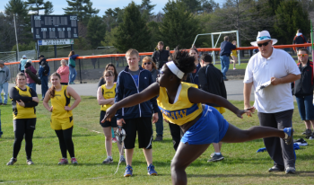 Jessie Vander throws the shot put at the Brunswick High School campus. Vander also broke the senior record throwing discus (109 feet, 10 inches) on May 2. Below: BRHS freshman Hannah Morley set a new school record (12 minutes, 41 seconds) in the 3200 meter race. Courtesy of Aquilino Alamo Jessie Vander throws the shot put at the Brunswick High School campus. Vander also broke the senior record throwing discus (109 feet, 10 inches) on May 2. Courtesy of Aquilino Alamo