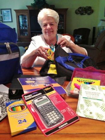 Burge with some of the items in the “Gifts For Learning” for children on the peninsula ages 4 through 12. LISA KRISTOFF/Boothbay Register Burge with some of the items in the “Gifts For Learning” for children on the peninsula ages 4 through 12. LISA KRISTOFF/Boothbay Register