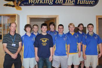 The 2013 BRHS Boys Tennis team finished the season with a 10-2 record. Pictured here are, from left, Coach Mark Gorey, Ray Perry, Evan Stevens, Quinn Pickett, Nick Gorey, Ethan Walker, Brady Duncan, Sam Schwehm and Collin Thompson. Not pictured are Ben Betts, Daniel Drummond and Eli Farnham. SUE MELLO/Boothbay Register