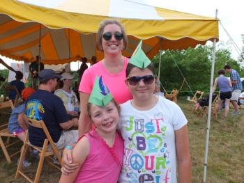 Gretchen McKay of Gettysburg, PA., with her nieces Sarah and Kayla Miller, of Missouri, wear their handmade German-style caps and feathers in honor of Boothbay Region Land Trust's Volksmarch on July 6. Gretchen McKay of Gettysburg, PA., with her nieces Sarah and Kayla Miller, of Missouri, wear their handmade German-style caps and feathers in honor of Boothbay Region Land Trust's Volksmarch on July 6.