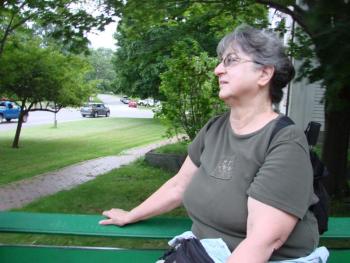 Jan Benoit of Wiscasset takes a wagon ride during the art walk event. SUSAN JOHNS/Wiscasset Newspaper