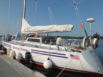 The “American Promise” docks at Ocean Point Marina in Boothbay. RYAN LEIGHTON/Boothbay Register The “American Promise” docks at Ocean Point Marina in Boothbay. RYAN LEIGHTON/Boothbay Register