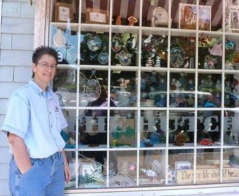 New owner Sheri Manzi outside the Hutch, the store with all the gorgeous glass in the windows. KATRINA CLARK/Boothbay Register New owner Sheri Manzi outside the Hutch, the store with all the gorgeous glass in the windows. KATRINA CLARK/Boothbay Register