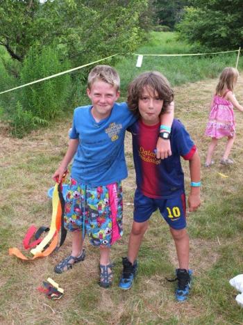 Liam Dun and James Dun Rappaport take a break from the ribbon toss at Volksmarch. RYAN LEIGHTON/Boothbay Register Liam Dun and James Dun Rappaport take a break from the ribbon toss at Volksmarch. RYAN LEIGHTON/Boothbay Register