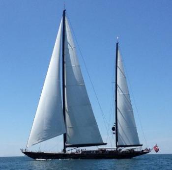 The ‘Marie,’ owned by local philanthropist Dr. Ed Borsarge is a Ketch rigged super yacht. The hull is 126 feet in length and the main mast is 200 feet tall. This year the Marie will premier in its first race at the Shipyard Cup. Courtesy of Keith P. Luke