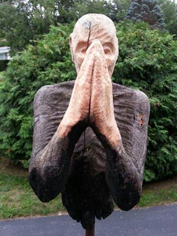 “Satyagraha,” a sculpture in white pine by Douglas Gimbel. A commission for Marshall Irving, the piece was six years in the making. Courtesy of  Douglas Gimbel