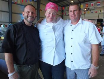 Geoff Cornell of the Boothbay Harbor Country Club, left, with Tiffany Craig and Rob Cornell. SUZI THAYER/Boothbay Register