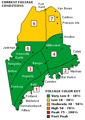 Current foliage conditions in the state. Courtesy of www.mainefoliage.com