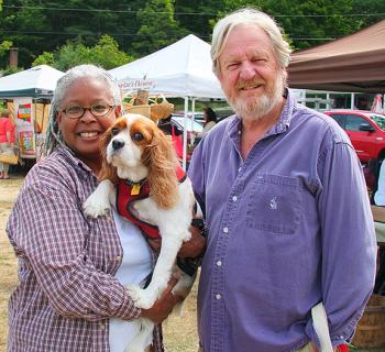 Laura Ingersol and Jerrett Hansen and their dog Corky, from Baltimore, Md. SUZI THAYER/Boothbay Register