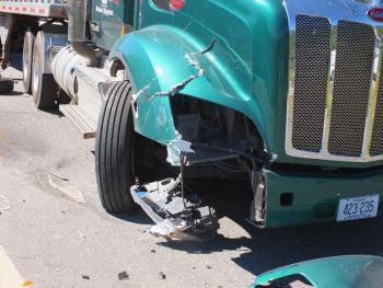 The damaged front end of the truck. GARY DOW/Boothbay Register