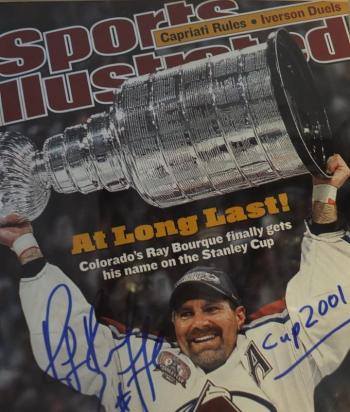 A signed Sports Illustrated cover by former Boston Bruin Ray Bourque is another item that will be featured at the Boothbay Charities Classic sports auction. RYAN LEIGHTON/Boothbay Register
